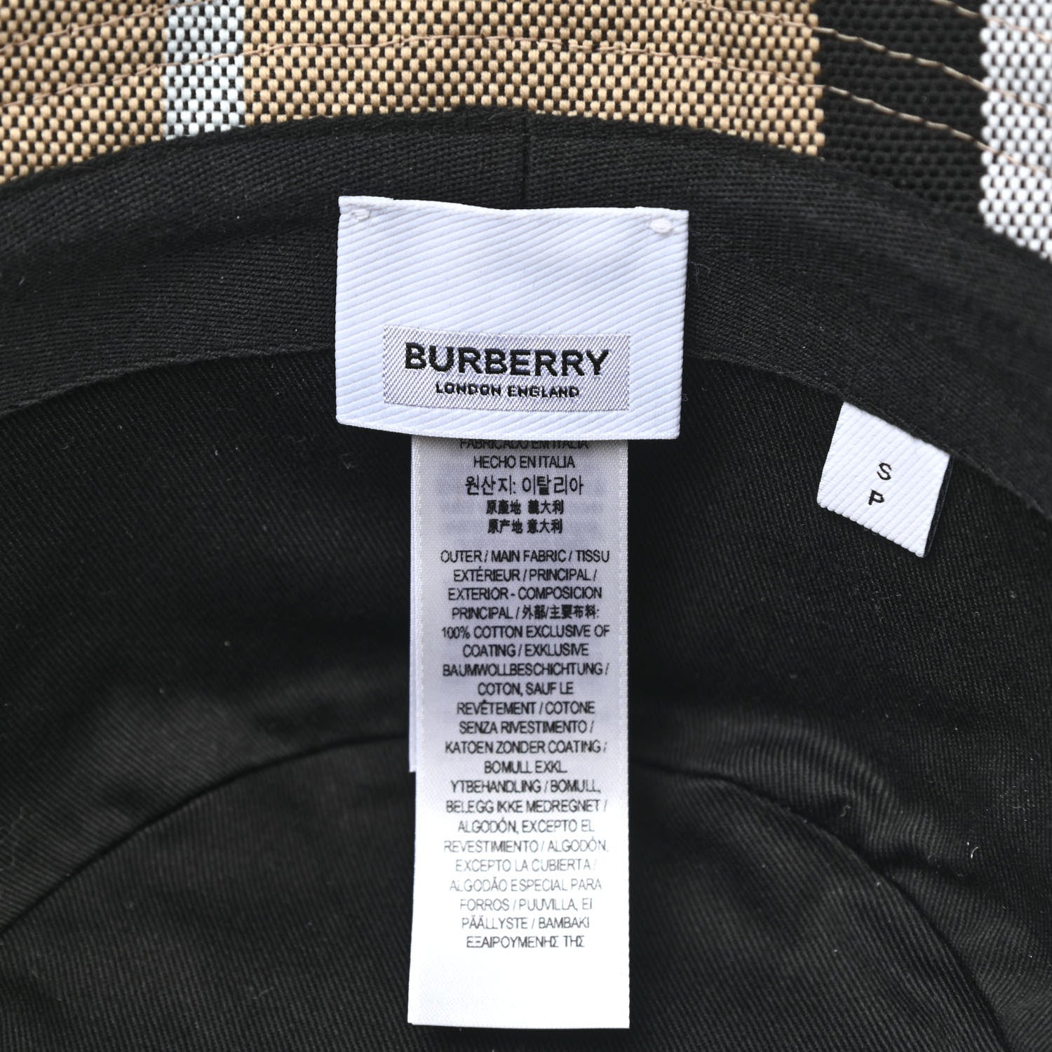 Burberry Cotton Canvas Giant Check Bucket Hat S Dusty Sand 8 of 10