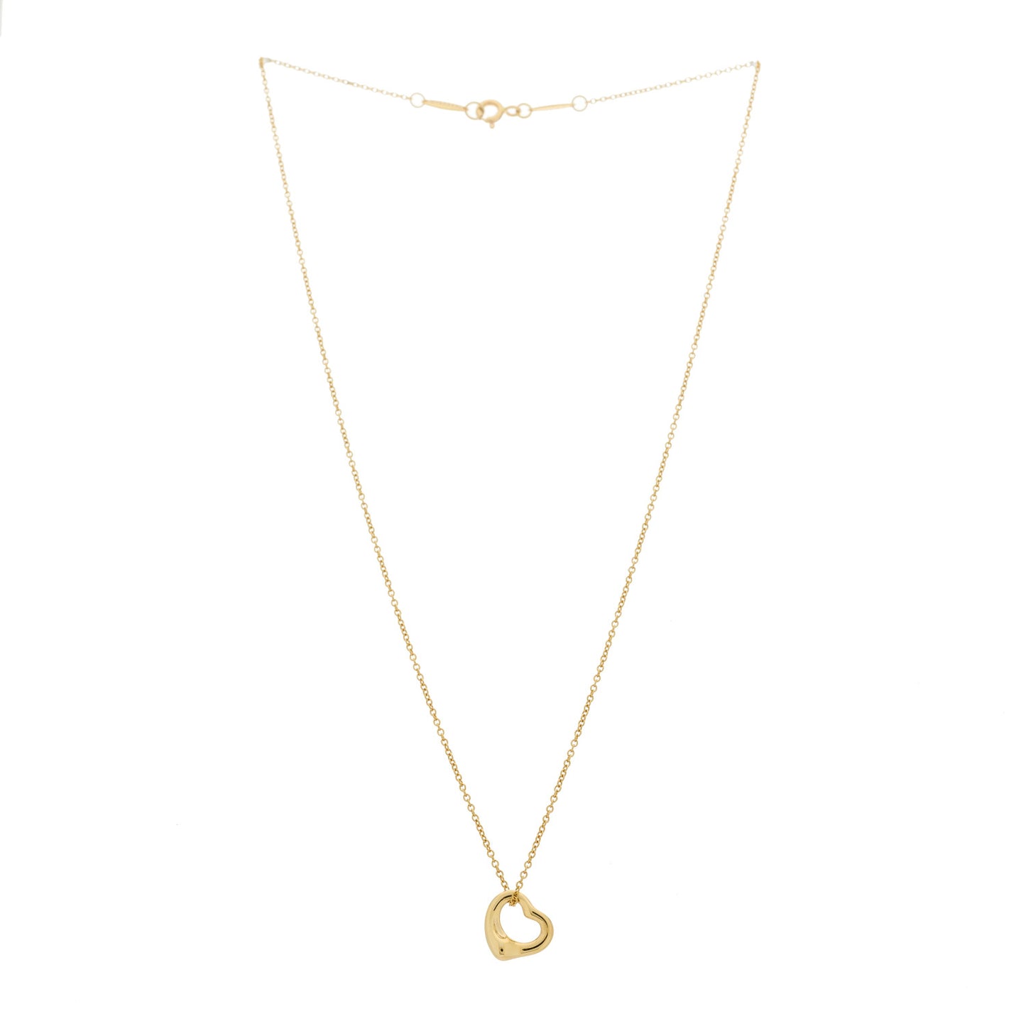 18K Yellow Gold 11mm Elsa Peretti Open Heart Pendant Necklace