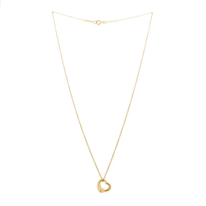 Tiffany 18K Yellow Gold 11mm Elsa Peretti Open Heart Pendant Necklace 3 of 6