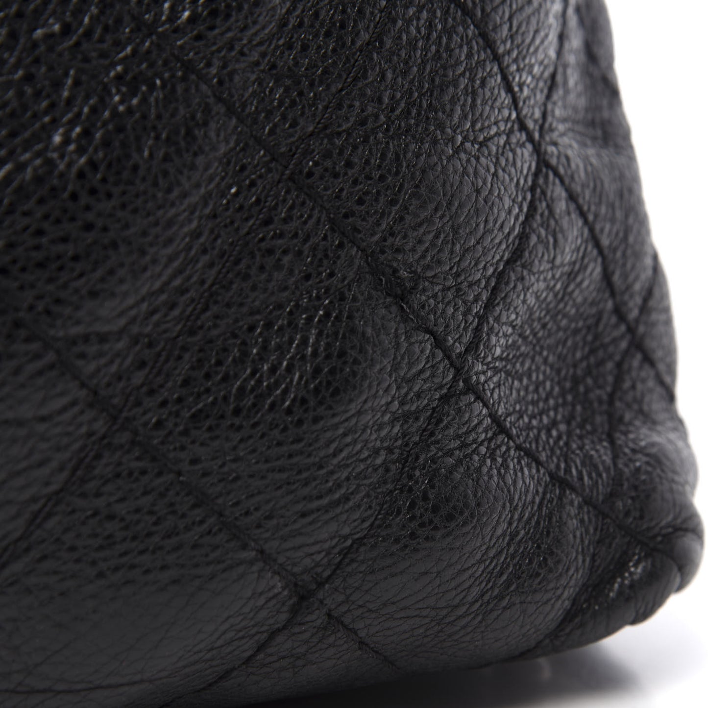 Glazed Calfskin On The Road Drawstring Tote Black