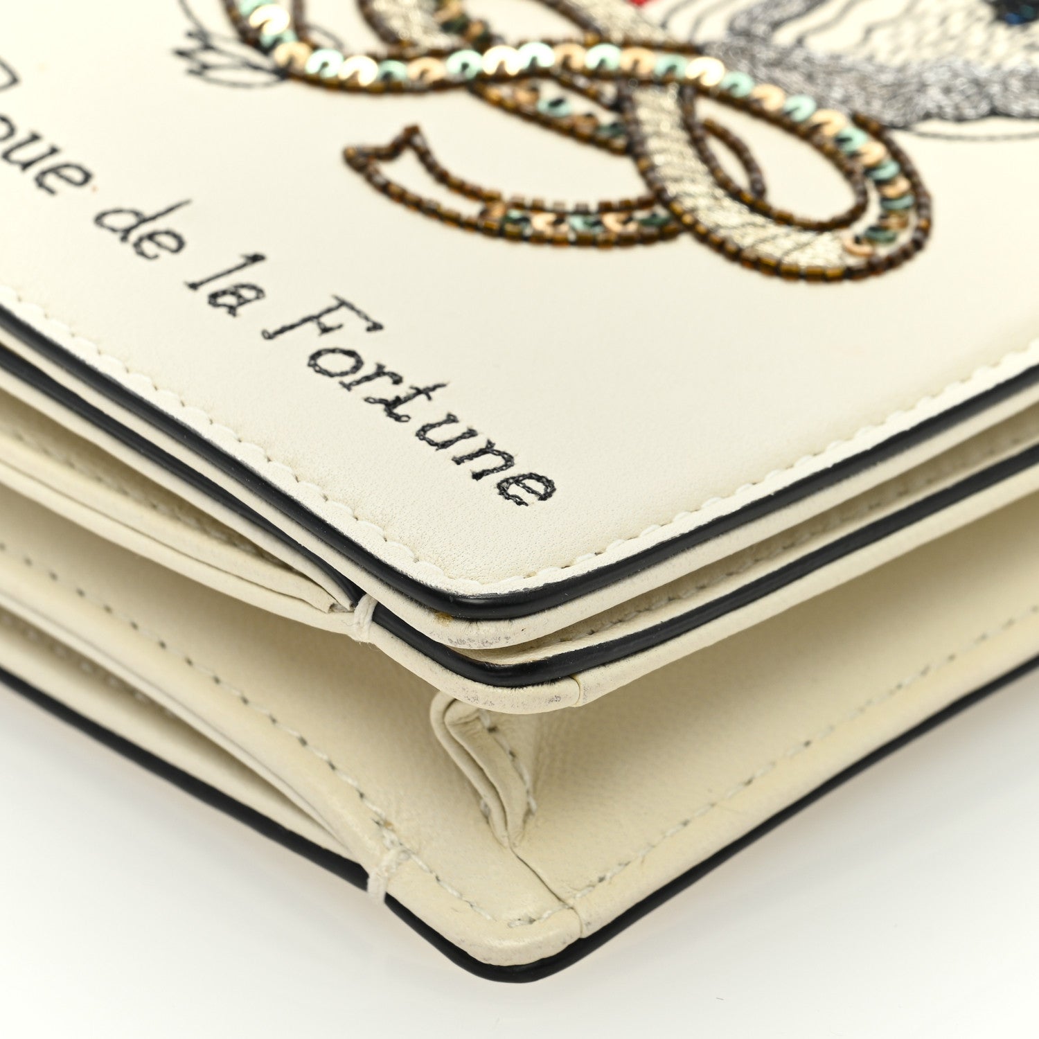 Christian Dior Lambskin Embroidered La Roue De La Fortune Tarot Pouch Clutch White 7 of 8