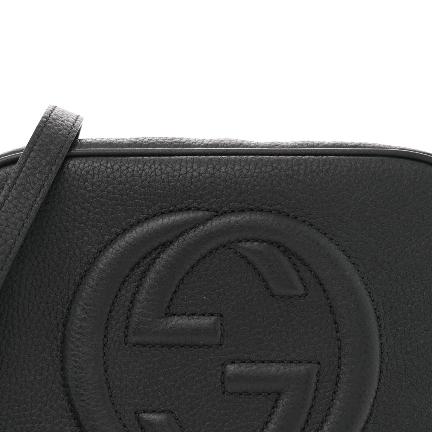 Pebbled Calfskin Small Soho Disco Bag Black