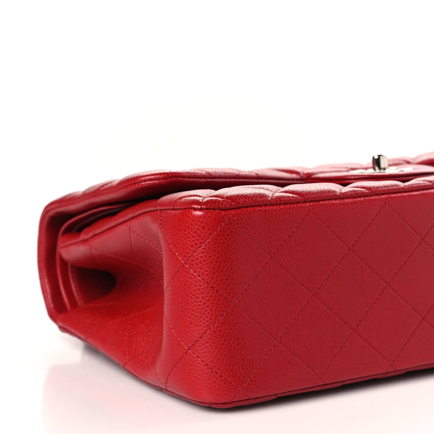 Caviar Quilted Jumbo Double Flap Dark Red