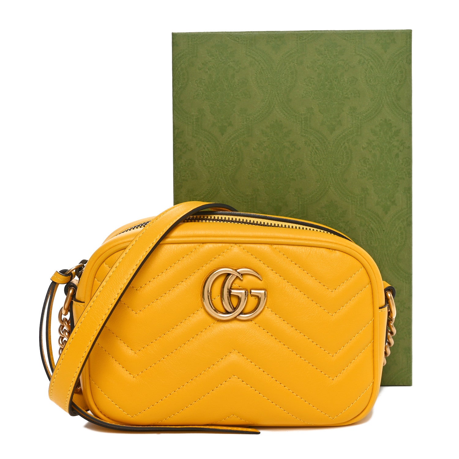 Gucci Calfskin Matelasse Mini GG Marmont Chain Shoulder Bag Stone Topaz 11 of 11