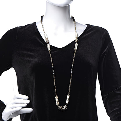Chanel Resin Crystal Studded CC Station Necklace White Gold 2 of 8