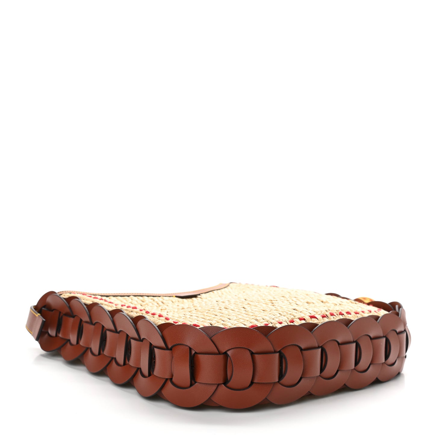 Calfskin Raffia Embroidered Medium Darryl Hobo Brown