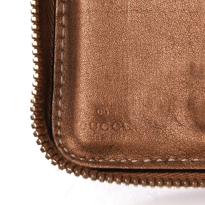 Gucci Metallic Guccissima Twins Zip Around Organizer Wallet Bronze 6 of 25