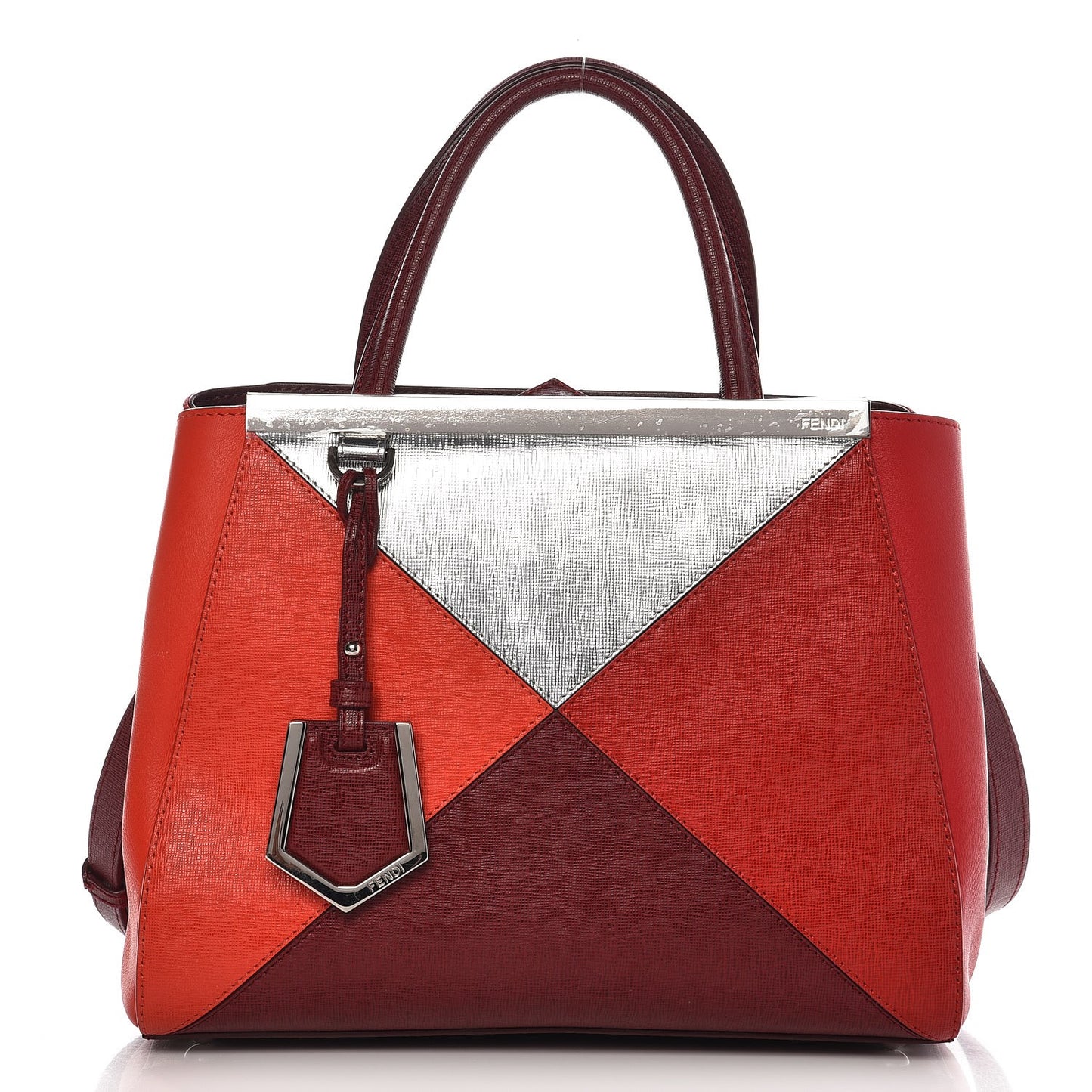 Vitello Elite Calfskin Colorblock Petite 2Jours Tote Argento Rosso