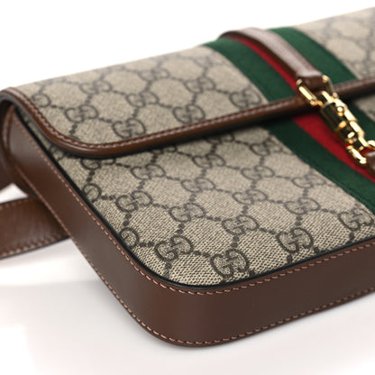 Gucci GG Supreme Monogram Azalea Calfskin Web Jackie 1961 Belt Bag 80 32 Beige Ebony Brown Sugar 9 of 10