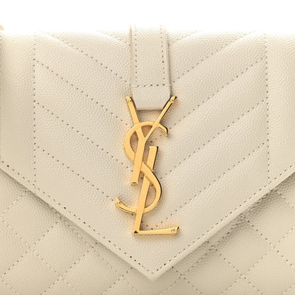 Saint Laurent Grain De Poudre Textured Mixed Matelasse Triquilt Small Monogram Satchel Crema Soft 7 of 8