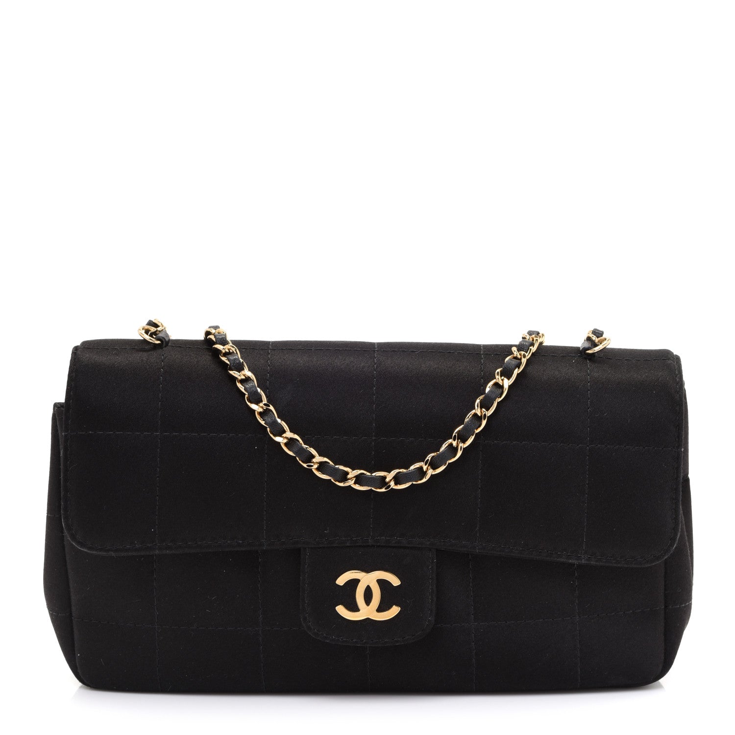 Chanel Satin Chocolate Bar Quilted Rectangular Mini Flap Black 1 of 11