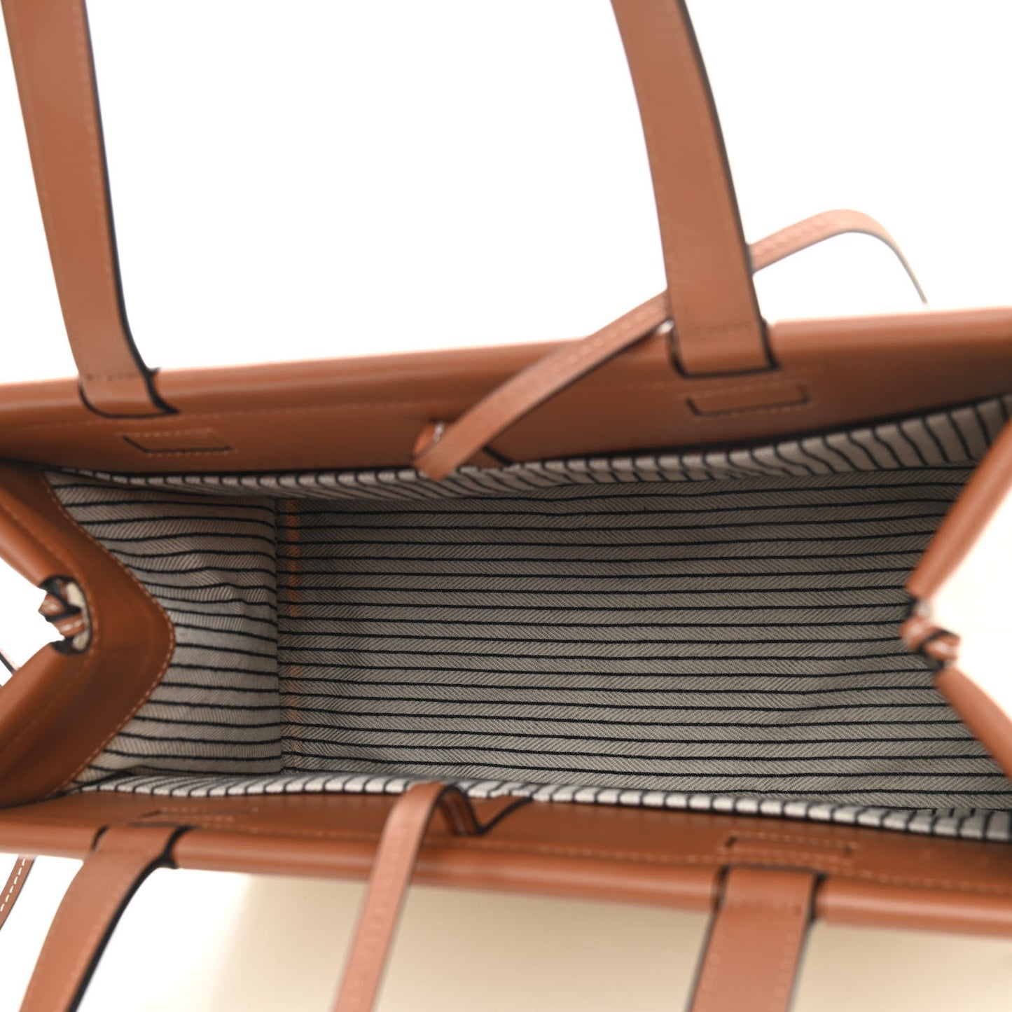 Canvas Calfskin Cushion Tote Beige