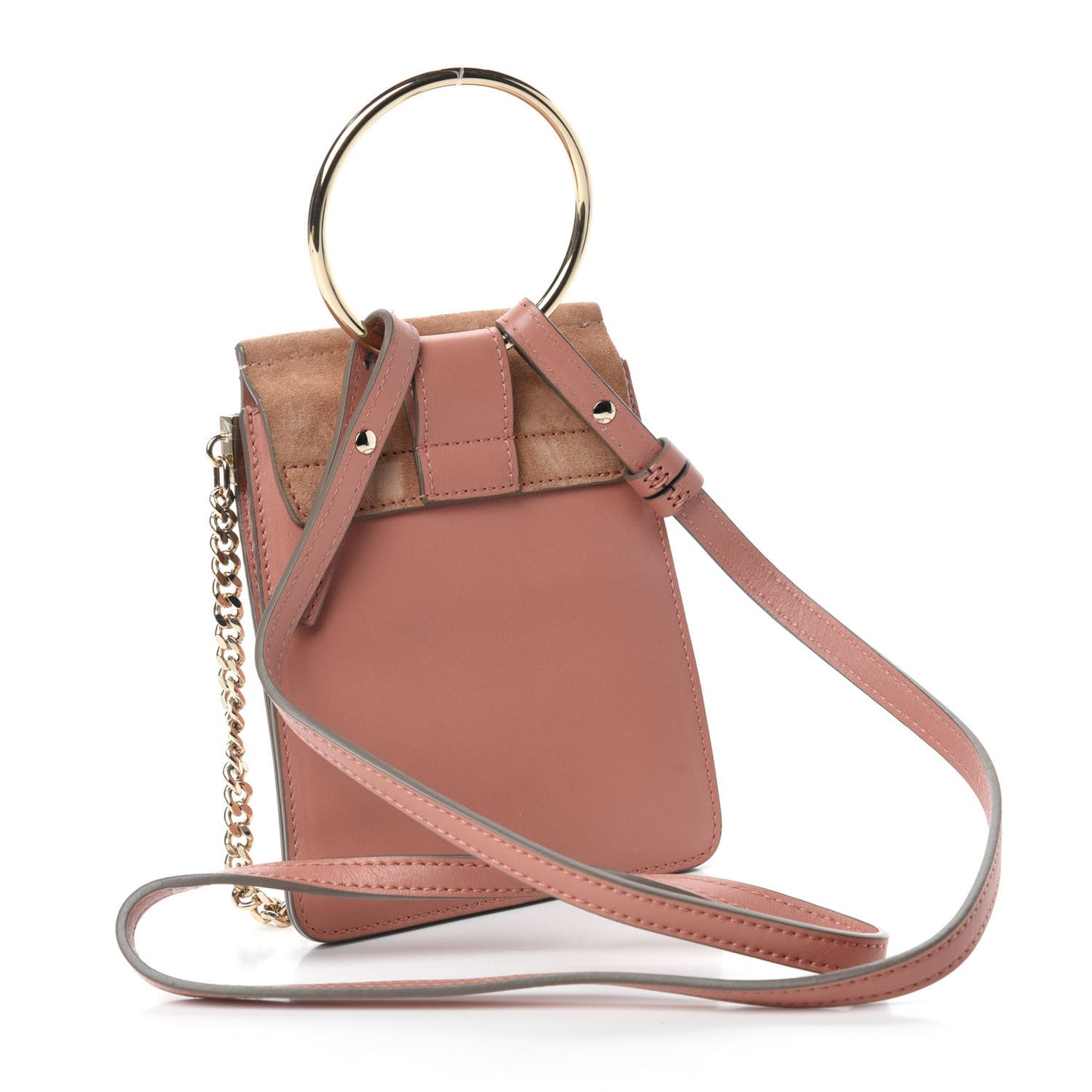 Suede Calfskin Mini Faye Bracelet Bag Ideal Blush