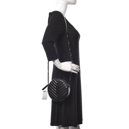 Saint Laurent Calfskin Matelasse Chevron Round Vinyle Camera Bag Black 2 of 12