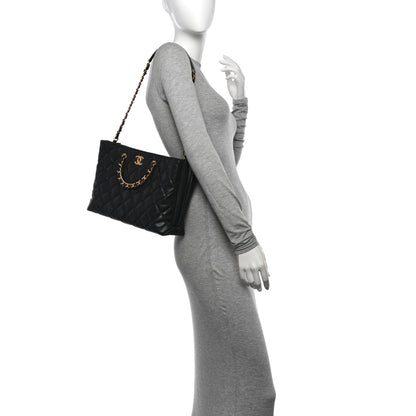 Chanel Shiny Caviar Quilted Chain Handle Shopping Tote Black 2 of 12