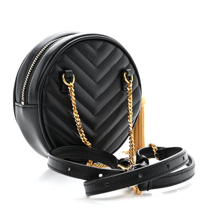 Saint Laurent Calfskin Matelasse Chevron Quilted Baby Round Vinyle Belt Bag Black 3 of 10