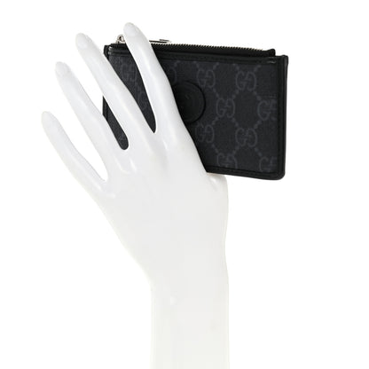 Gucci GG Supreme Monogram Azalea Calfskin Retro Interlocking G Coin Case Card Holder Black 2 of 8