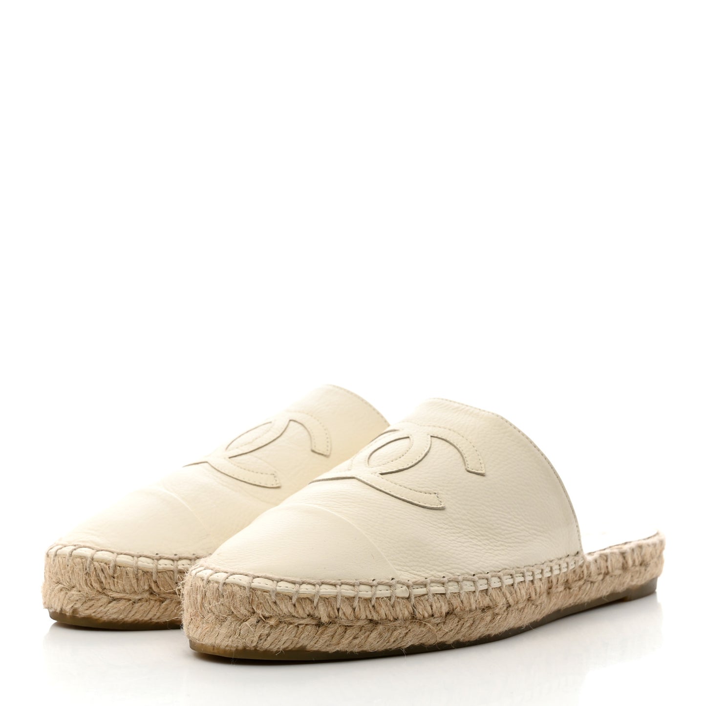 Calfskin CC Espadrille Mules 38 White
