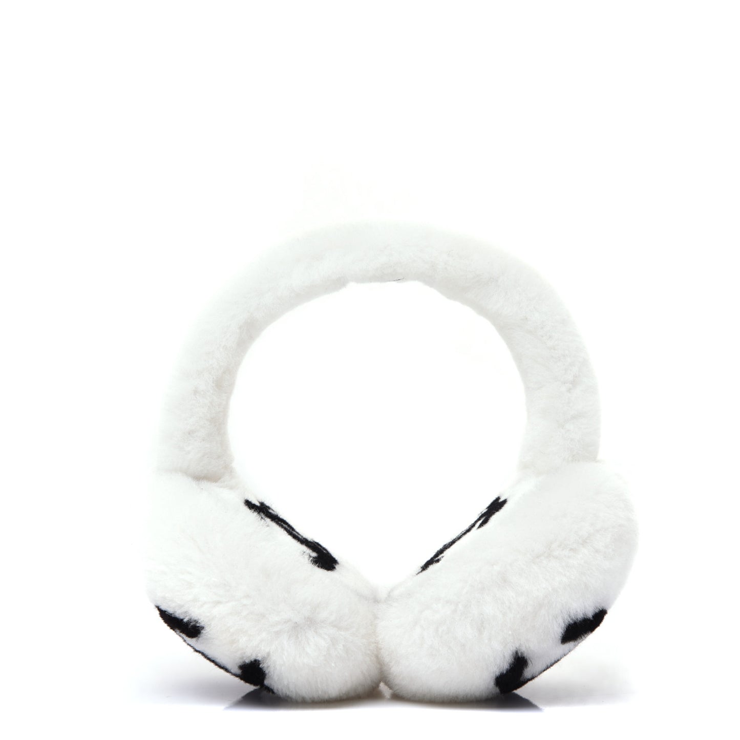 Shearling CC Ear Muffs White Black