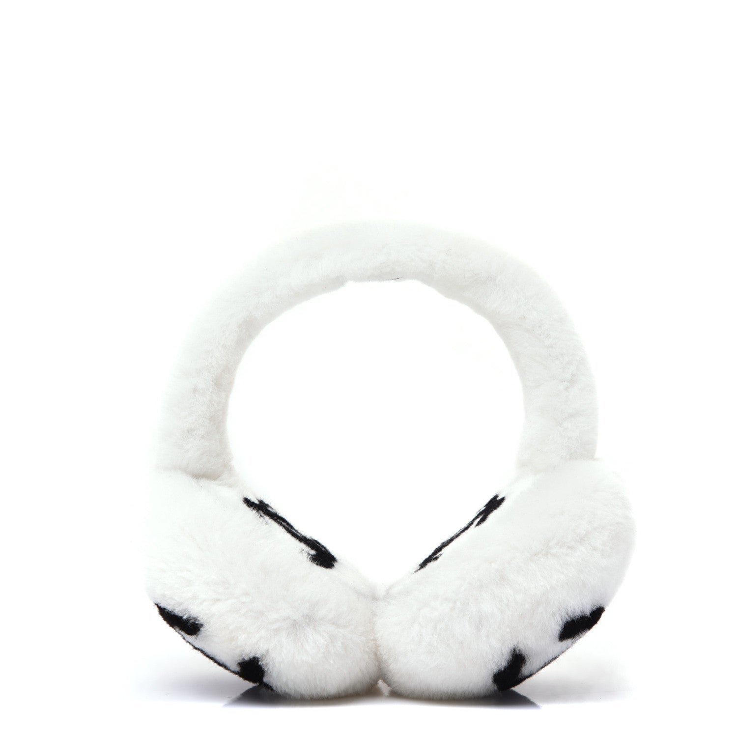 Chanel Shearling CC Ear Muffs White Black 3 of 7
