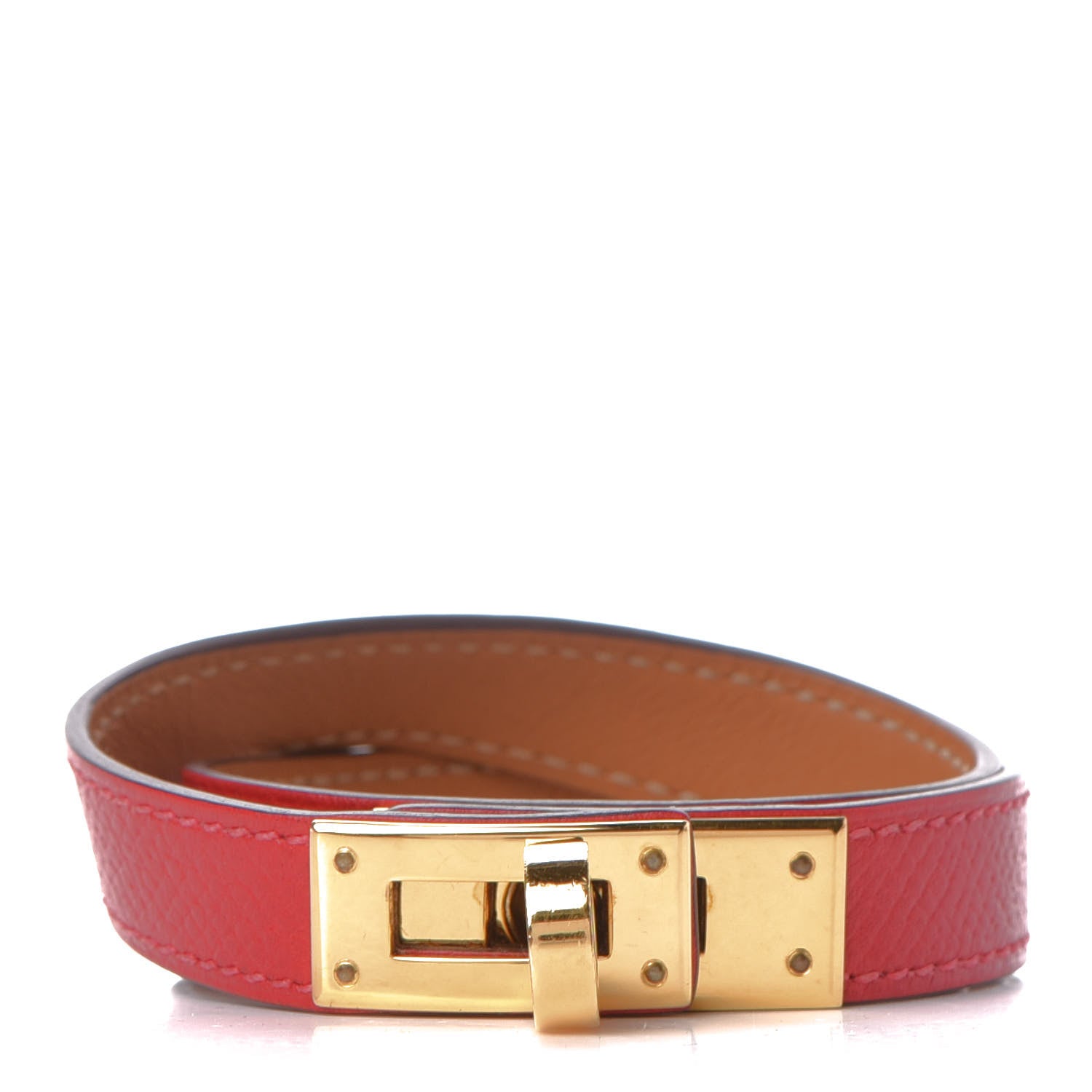 Hermes Epsom Kelly Double Tour Bracelet S Rouge Casaque 1 of 7