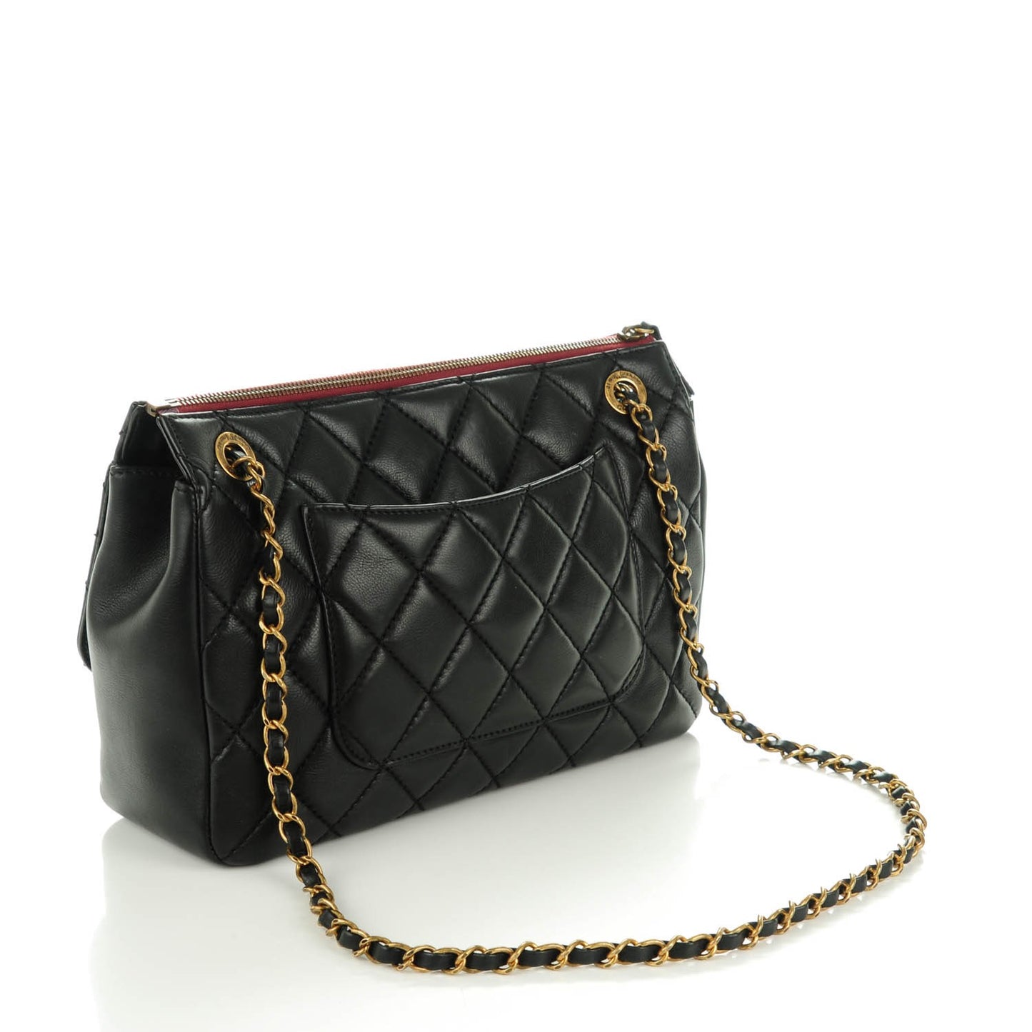Calfskin Large Blizzard Zip Top Flap Bag Black