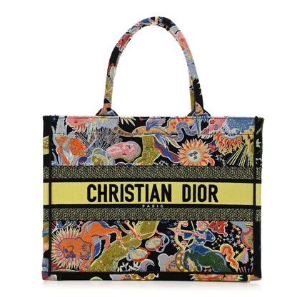 Christian Dior Canvas Zodiac Fantastico Embroidered Medium Book Tote Black Multicolor 1 of 10