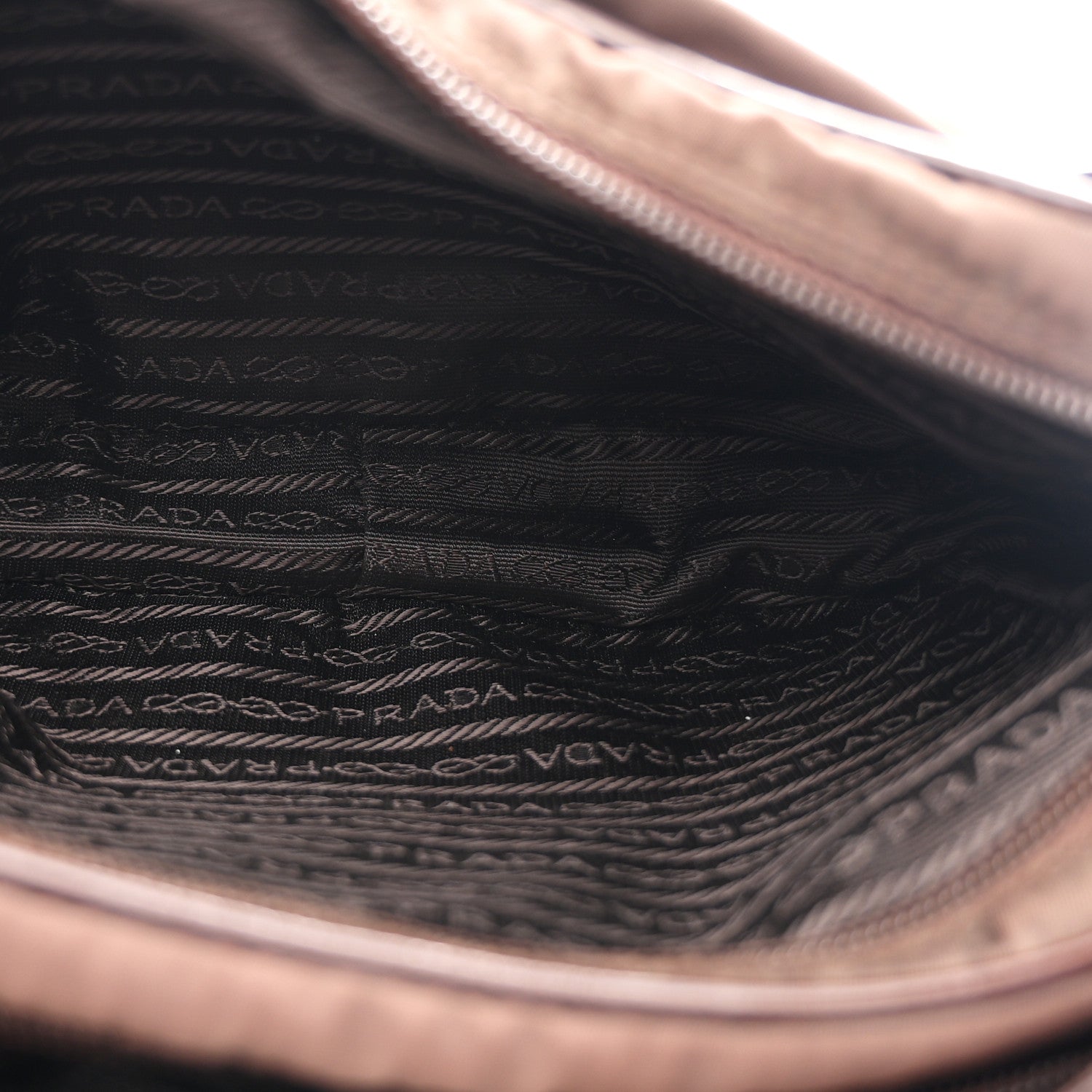 Prada Tessuto Nylon Crocodile Embossed Crossbody Brown 5 of 12