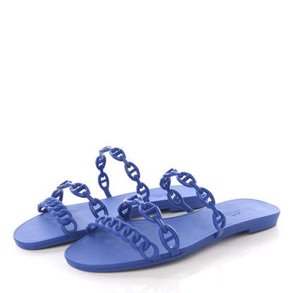 Hermes Rubber Chaine d'Ancre Rivage Sandals 37 Bleu Smalt 2 of 10