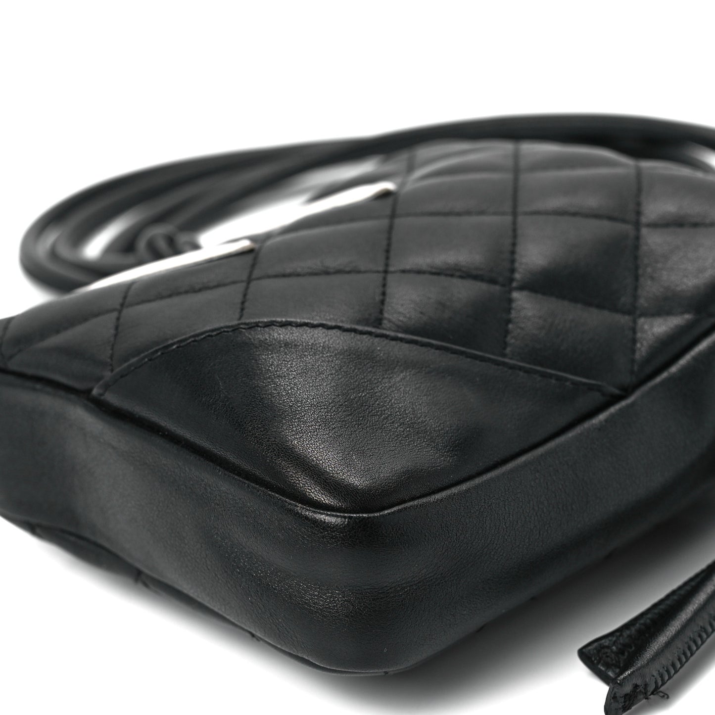 Calfskin Quilted Small Cambon Messenger Black White