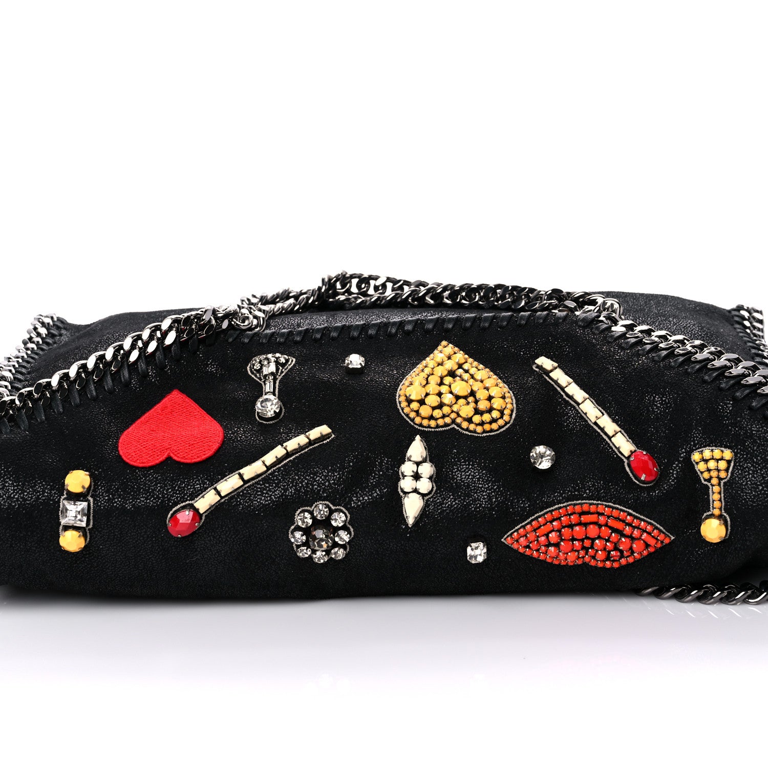 Stella McCartney Embellished Shaggy Deer Small Falabella Fold Over Tote Black 11 of 11
