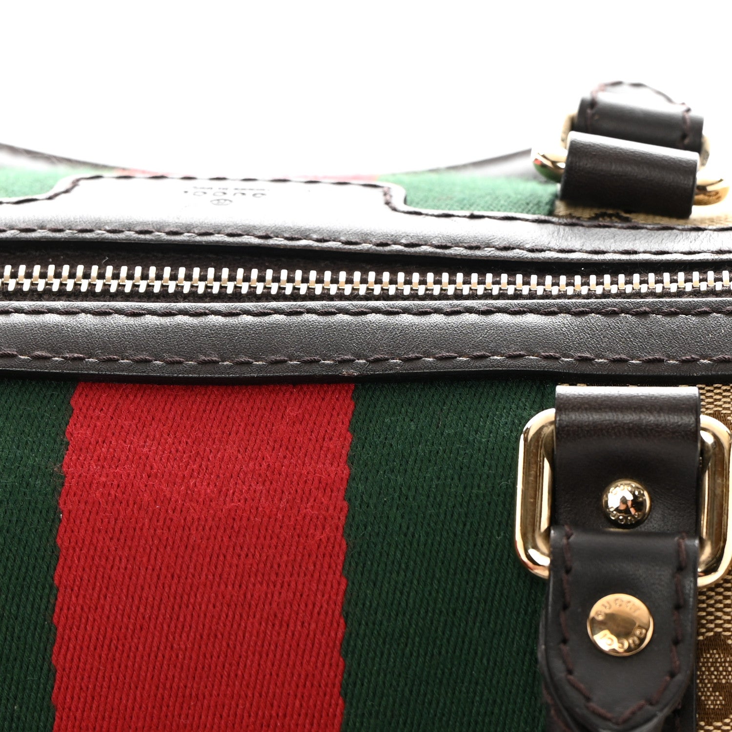 Gucci Monogram Selleria Calfskin Vintage Web Medium Boston Beige Ebony Cocoa 15 of 21