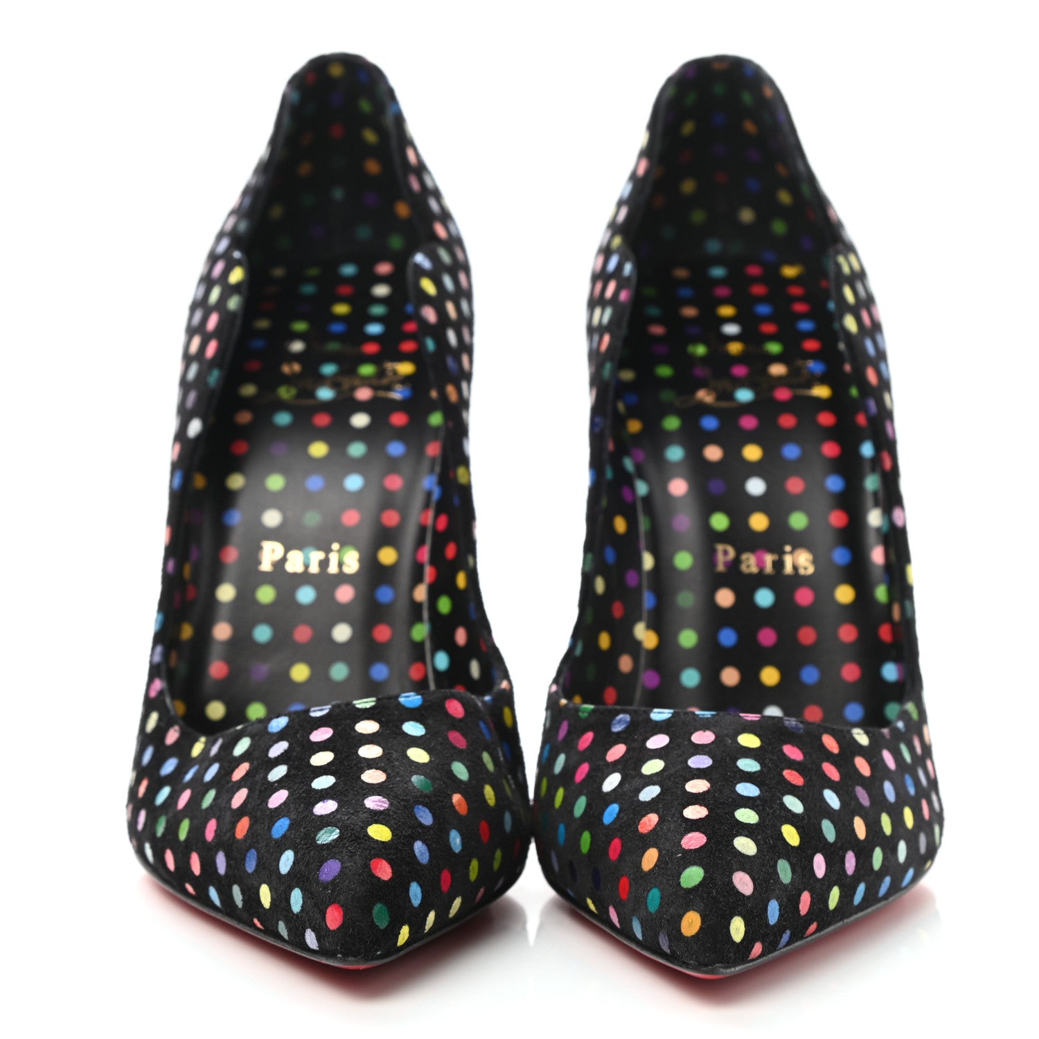 Christian Louboutin Suede Polka Dot Hot Chick 100 Pumps 36.5 Black Multicolor 2 of 8