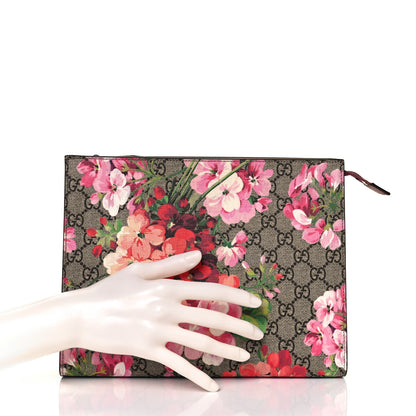 Gucci GG Supreme Monogram Blooms Large Cosmetic Case Beige Multicolor Dry Rose 2 of 10