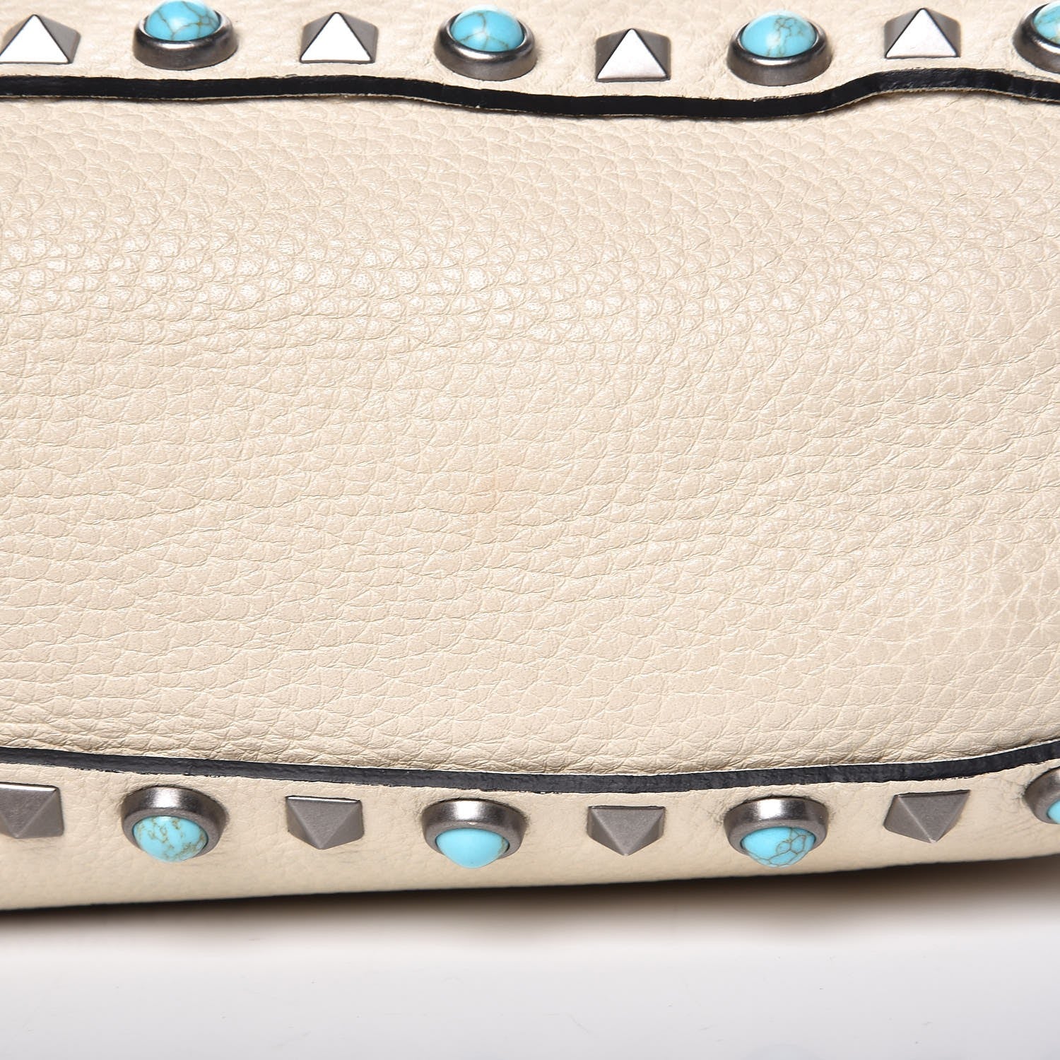 Valentino Garavani Pebbled Calfskin Tribal Small Guitar Strap Rockstud Rolling Flip-Lock Messenger Bag Ivory 11 of 16