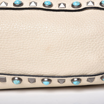 Valentino Garavani Pebbled Calfskin Tribal Small Guitar Strap Rockstud Rolling Flip-Lock Messenger Bag Ivory 11 of 16