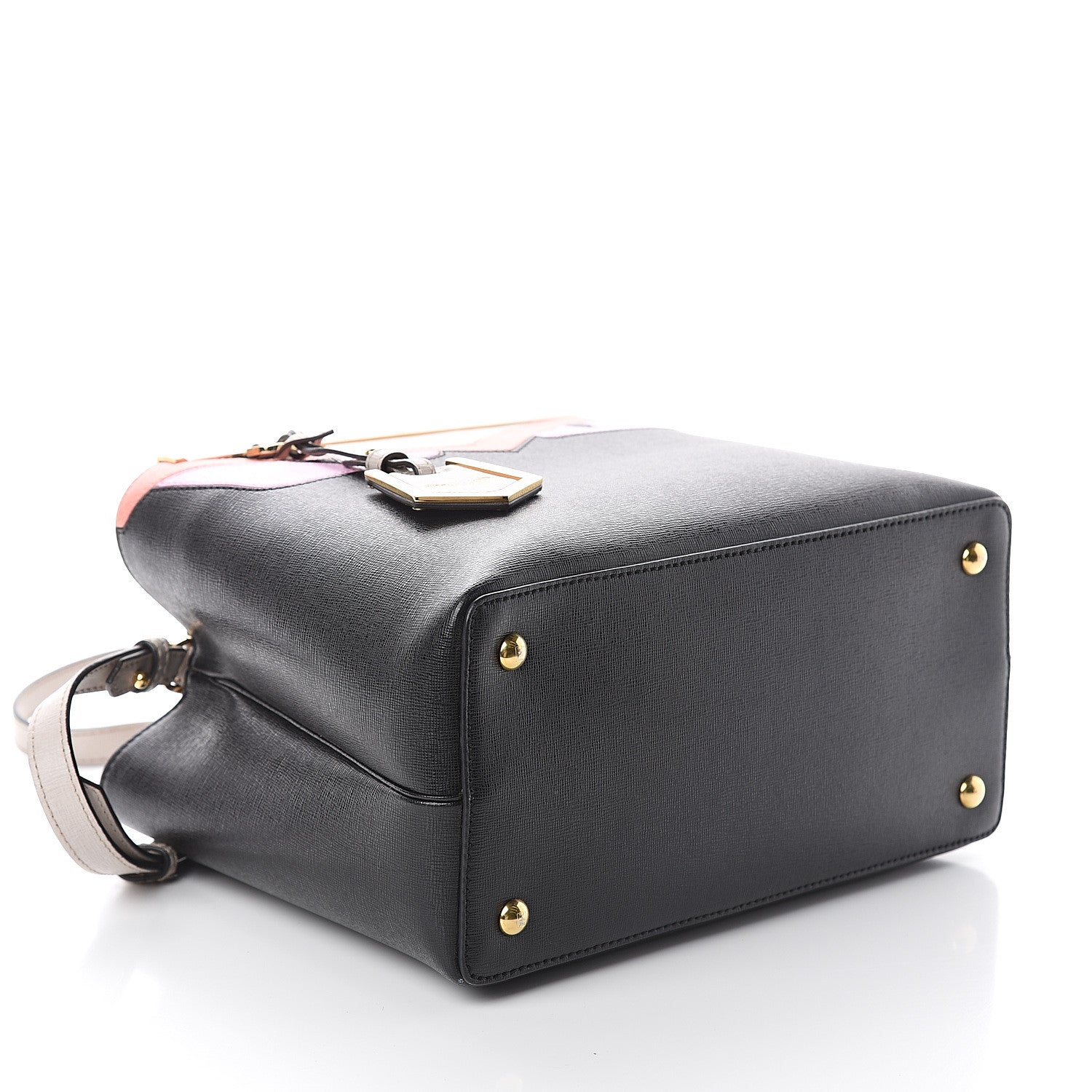Fendi Vitello Elite Monster Petite 2Jours Tote Multicolor Black Grigio Polvere Multicolor 3 of 8
