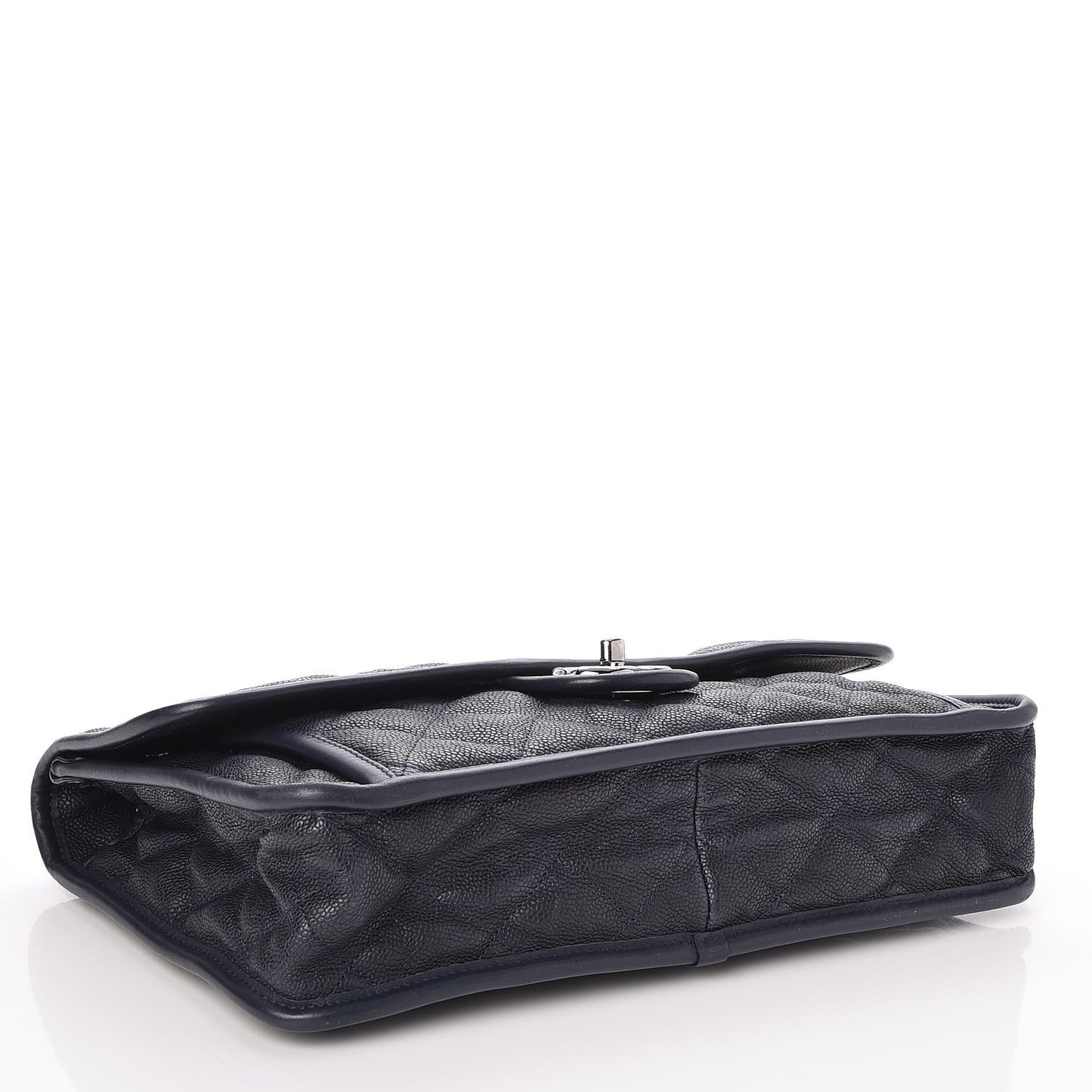 Caviar Quilted Large French Riviera Flap Navy Blue