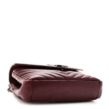 Saint Laurent Sheepskin Matelasse Chevron Monogram Medium College Bag Rouge Legion 4 of 12