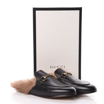 Gucci Calfskin Fur Womens Princetown Slippers 39 Black 8 of 8