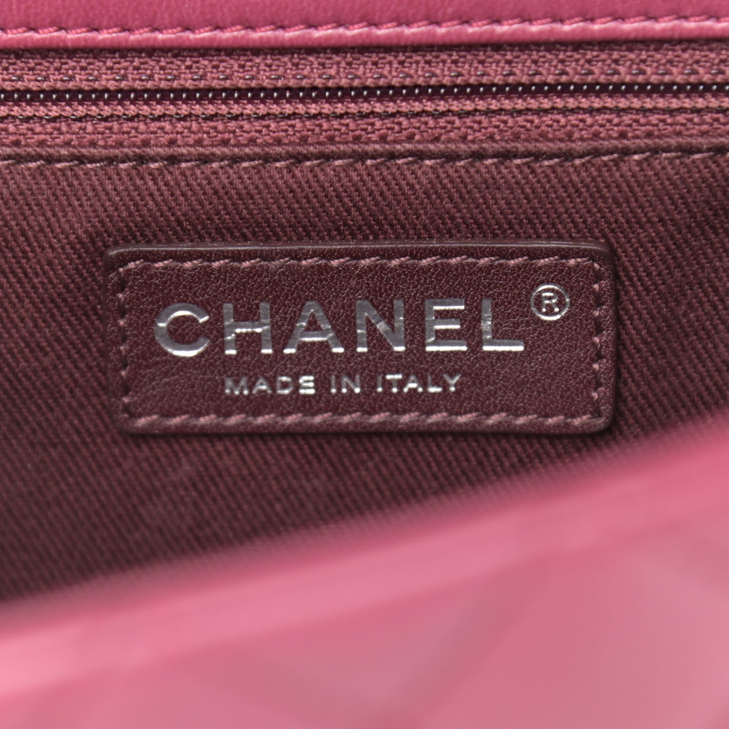 Lambskin Quilted Medium Tri-Color Flap Burgundy Dark Pink