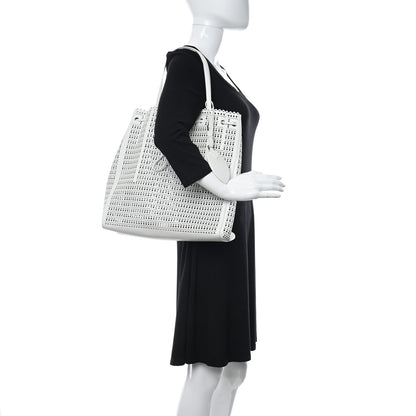 Alaia Calfskin Laser Cut Mina Vienne Tote White 2 of 12