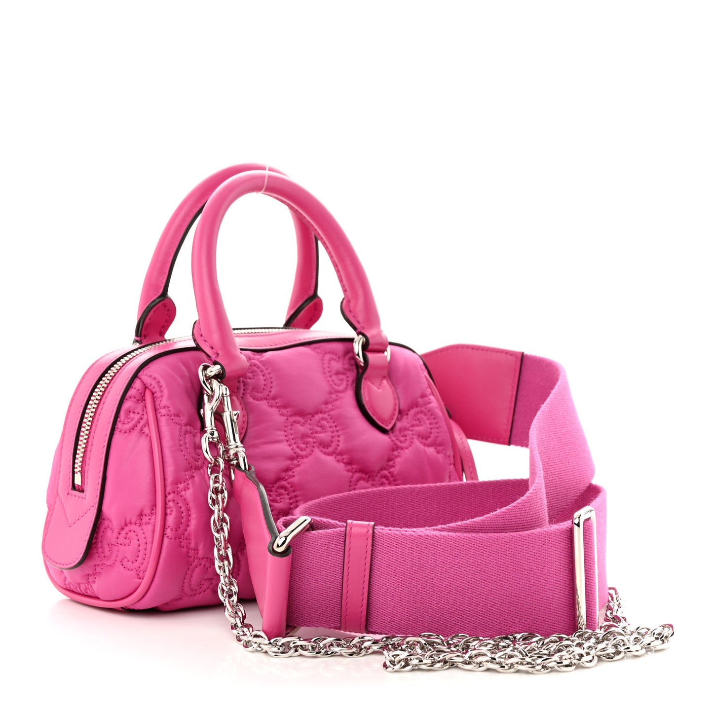 Nylon Calfskin Enamel GG Matelasse Mini Bowler Bag Lovely
