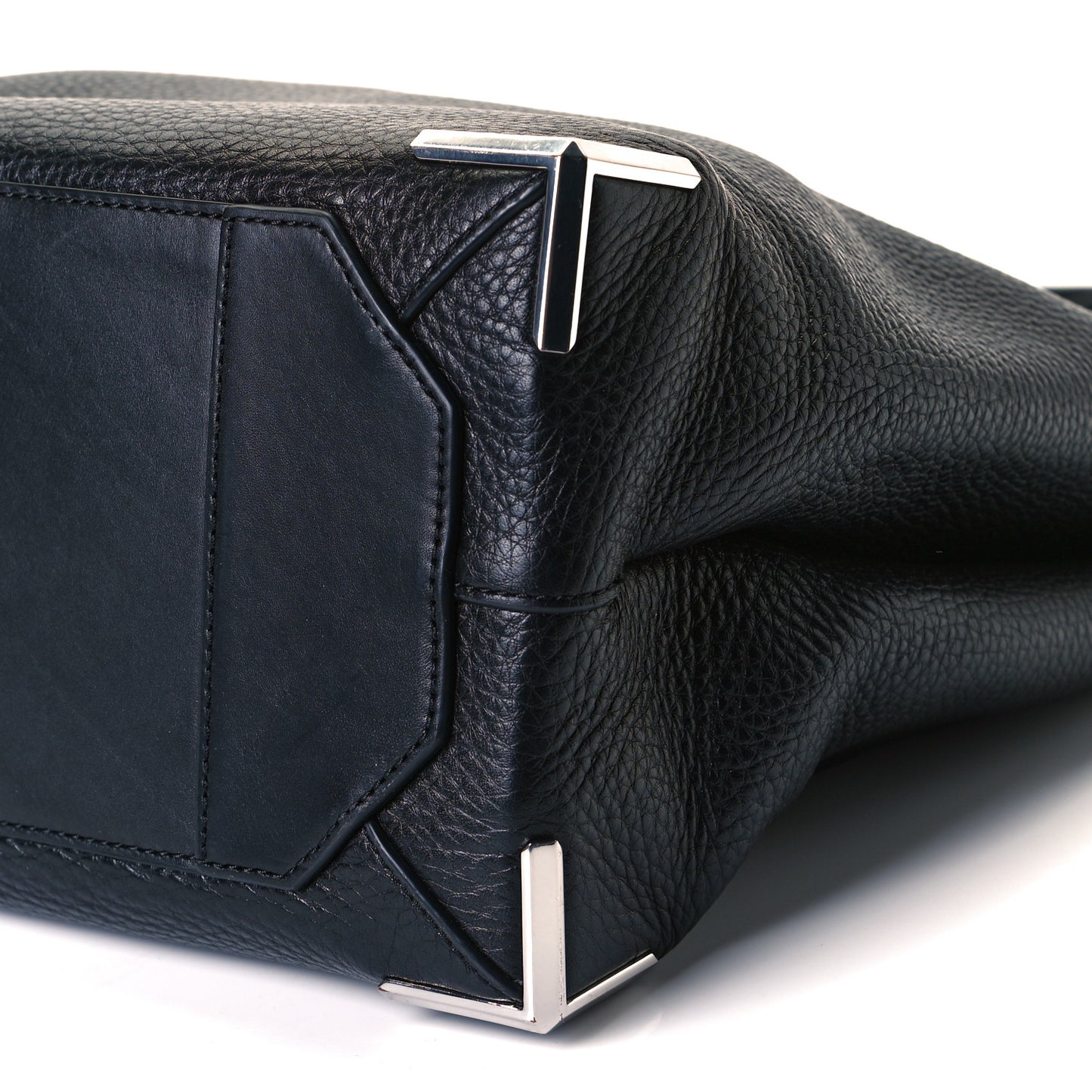 Pebbled Calfskin Large Prisma Skeletal Tote Black Silver Hardware