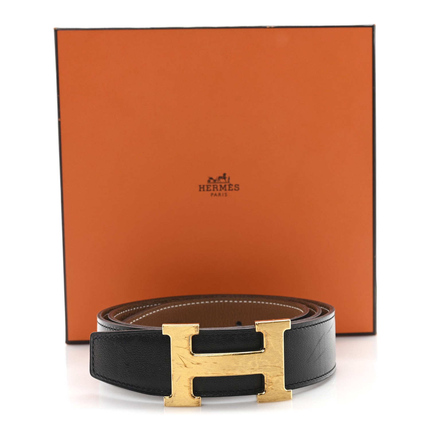 Hermes Box Togo 32mm Constance H Belt 90 36 Black Gold 5 of 5