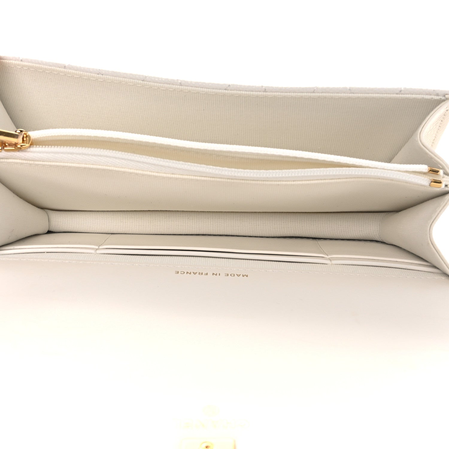 Chanel Shiny Caviar Quilted Flap Charm Wallet On Chain WOC White 5 of 13
