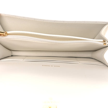 Chanel Shiny Caviar Quilted Flap Charm Wallet On Chain WOC White 5 of 13
