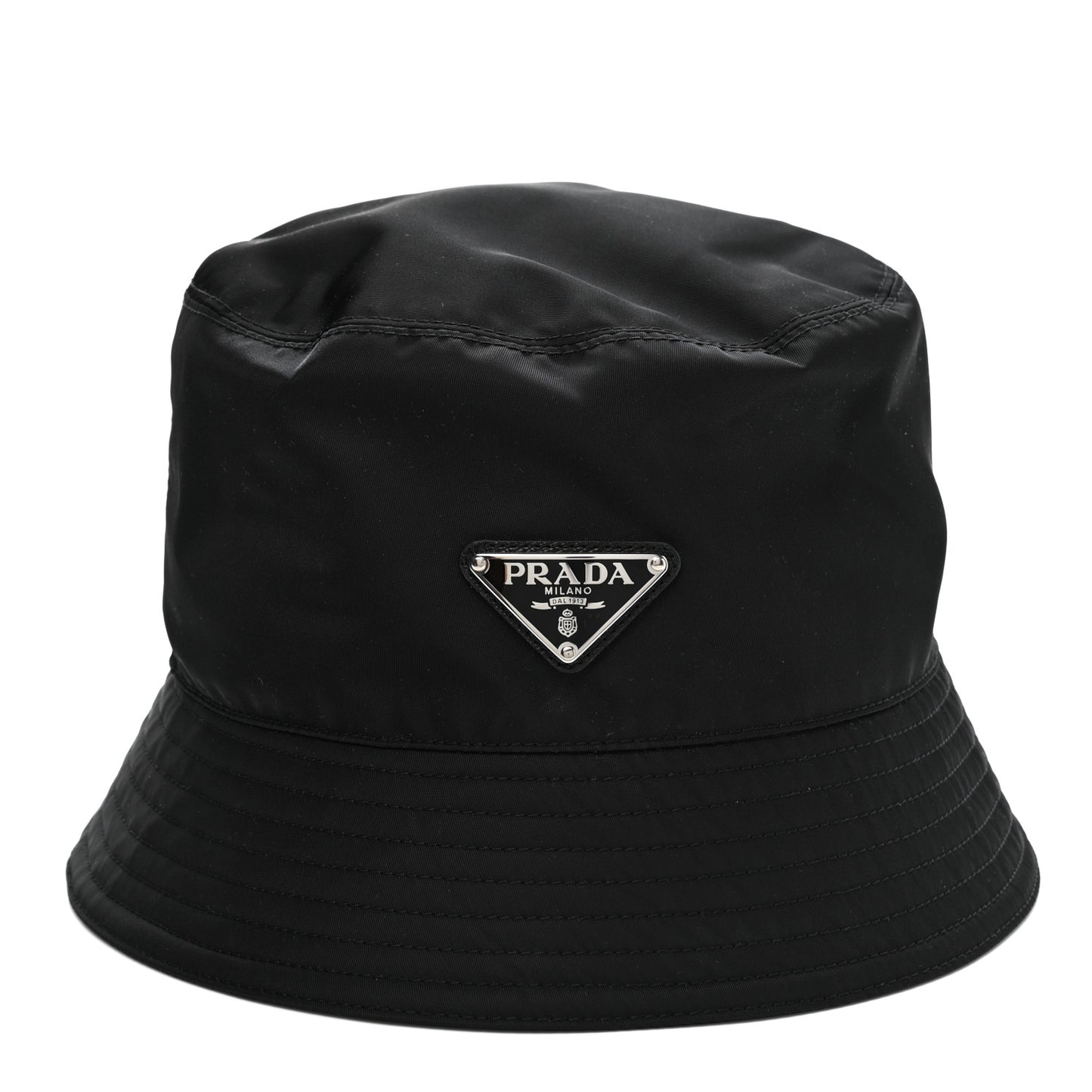 Re-Nylon Metal Triangle Logo Womens Bucket Hat M Black