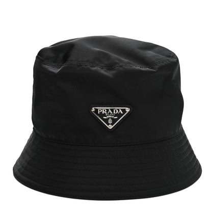 Prada Re-Nylon Metal Triangle Logo Womens Bucket Hat M Black 1 of 9
