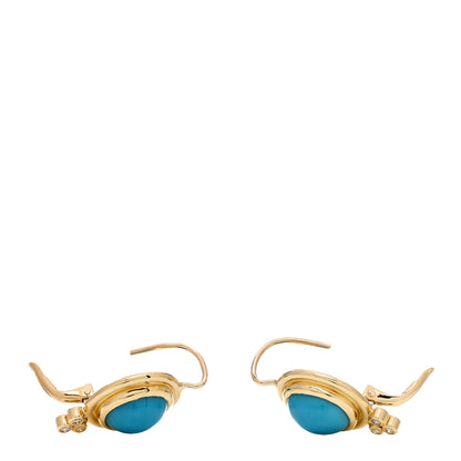 Temple St. Clair 18K Yellow Gold Diamond Turquoise Classic Drop Earrings 3 of 4